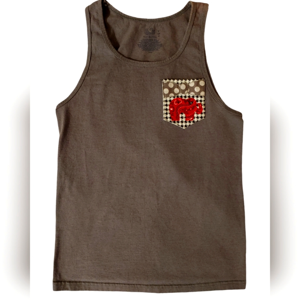 University of Alabama Grey Tank Top Elephant on Houndstooth Pocket Size Small